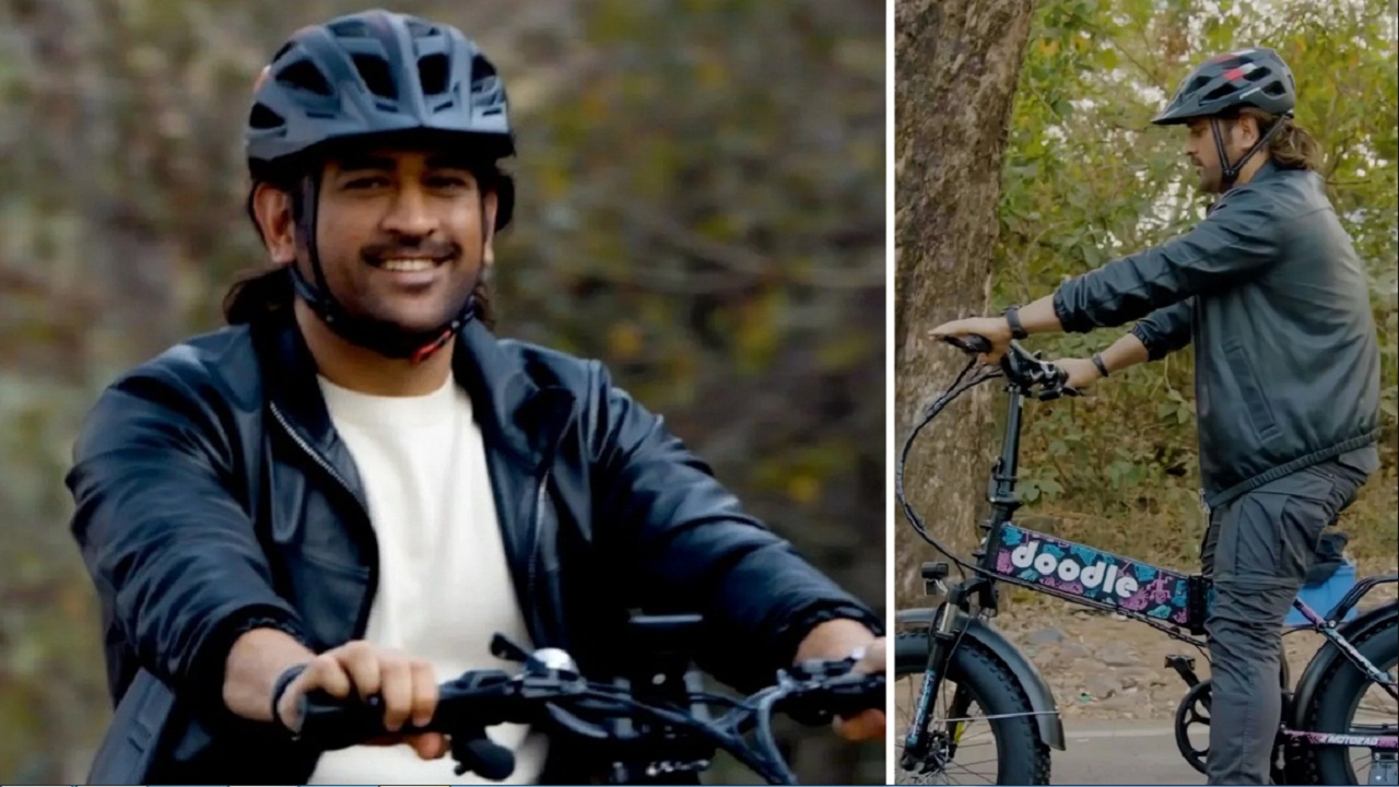 स्टाइलिश इलेक्ट्रिक साइकिल चलाते